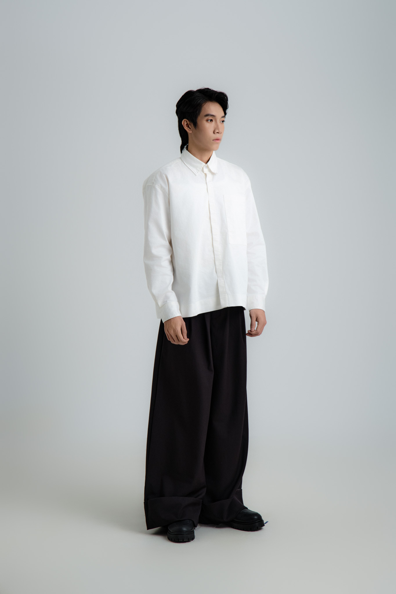 CUFFED WIDE-LEG TROUSERS - ảnh 6