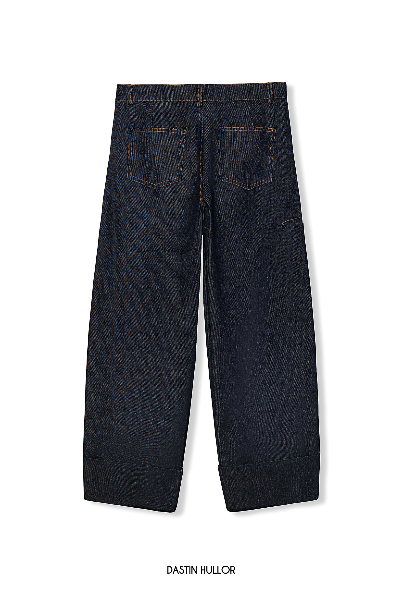 RAW DENIM CUFFED STRAIGHT JEANS - ảnh 6