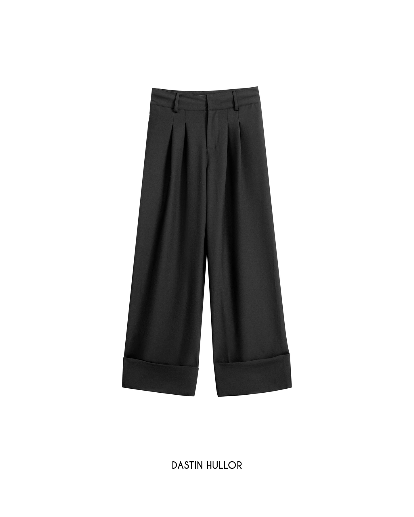 CUFFED WIDE-LEG TROUSERS